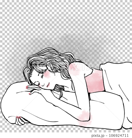 女人抱著枕頭睡覺 106924711