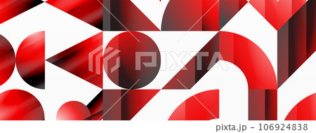 Amalgamation of geometric forms on minimalist abstract canvas, providing versatility and visual allure for digital designs, presentations, website banners, social media posts 106924838