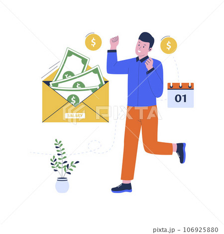 Vector illustration of man earning salary concept. Employee vector. Flat design illustration 106925880