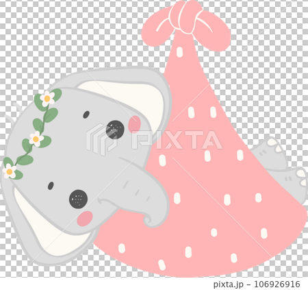 Baby shower elephant, cute innocence baby animal cartoon hand drawing 106926916