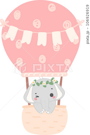 Baby shower elephant, cute innocence baby animal cartoon hand drawing 106926919