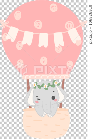 Baby shower elephant, cute innocence baby animal cartoon hand drawing 106926919