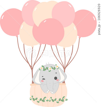 Baby shower elephant, cute innocence baby animal cartoon hand drawing 106926920