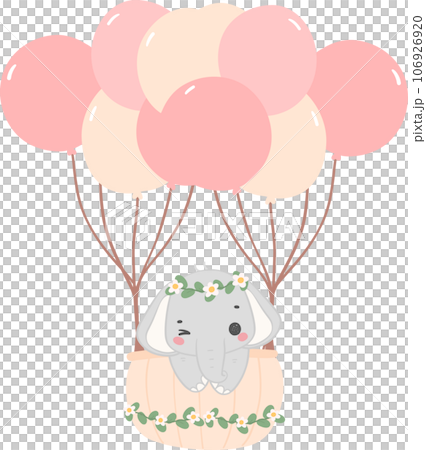 Baby shower elephant, cute innocence baby animal cartoon hand drawing 106926920