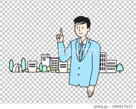 人物シンプルイラスト　夢のマイホーム　不動産社員 106927037