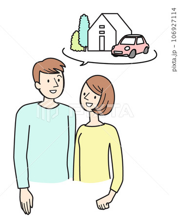 人物シンプルイラスト　夢のマイホーム 106927114