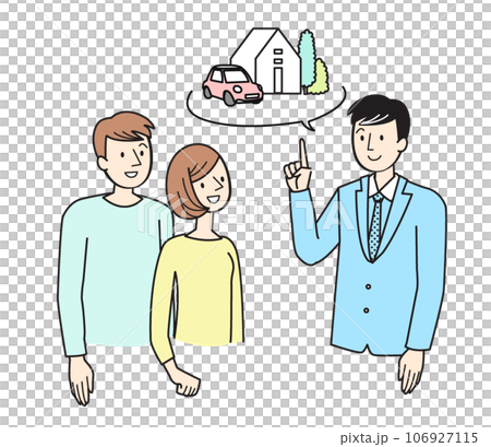 人物シンプルイラスト　夢のマイホーム 106927115
