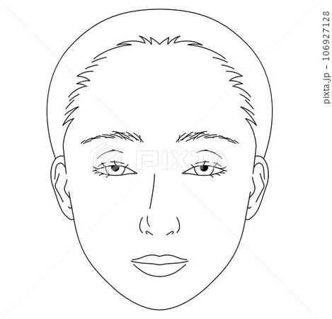 顔　眼瞼下垂　白黒 106927128