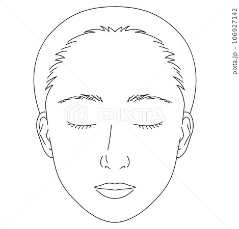 顔　閉じたまぶた　白黒 106927142