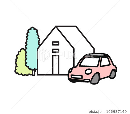 人物シンプルイラスト　夢のマイホーム 106927149