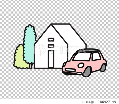 人物シンプルイラスト　夢のマイホーム 106927149