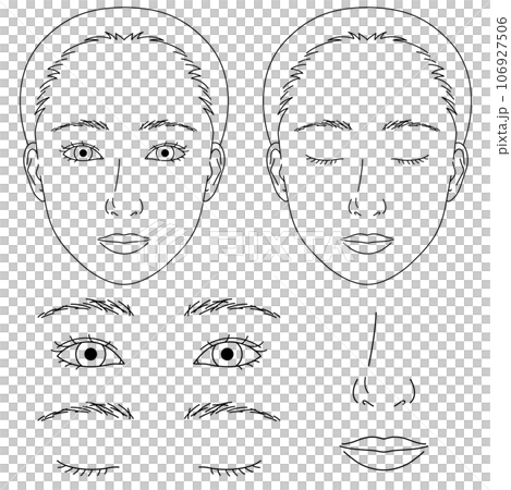 Face parts set female black and white Face parts set female black and white 106927506