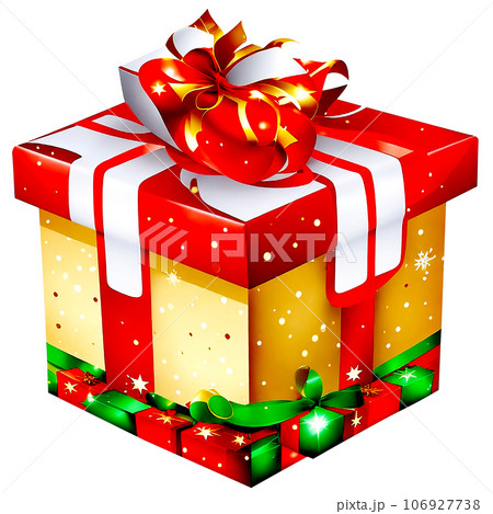 colorful gift boxes with red and white ribbon bow 106927738