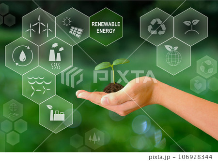 エコロジーアイコン:環境保護、手のひらの上の双葉、リサイクル、クリーンな再生可能エネルギー エコロジーアイコン:環境保護、手のひらの上の双葉、リサイクル、クリーンな再生可能エネルギー 106928344