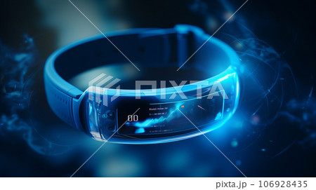 Smart Health Monitoring A wearable health device tracking vital signs, emphasizing the role of technology in personal health monitoring. 106928435