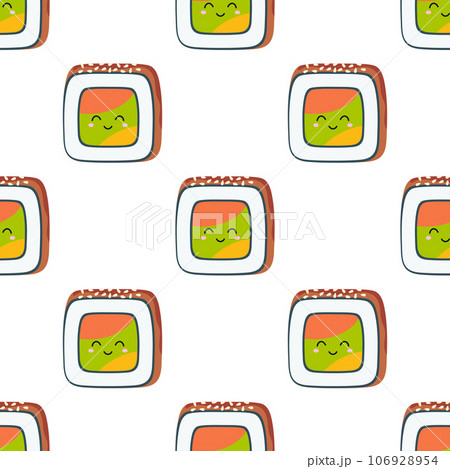 seamless pattern with cartoon funny sushi seamless pattern with cartoon funny sushi 106928954
