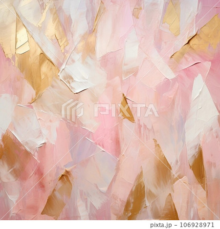 パレットナイフの油絵・抽象背景正方形バナー)ピンク・白・金色。AI生成画像 パレットナイフの油絵・抽象背景正方形バナー)ピンク・白・金色。AI生成画像 106928971