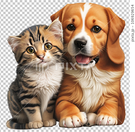 kitten and dog isolated on white 106929654