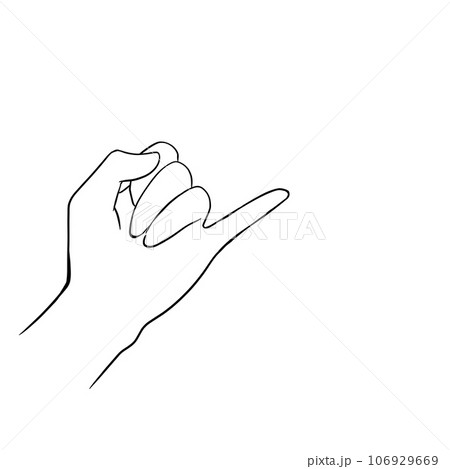 小指を出す手のモノクロのイラスト 106929669