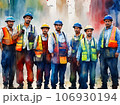 a group of four workers from different fields in watercolor style 106930194