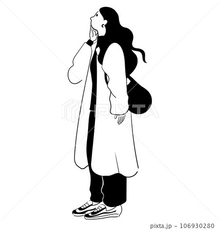 おしゃれな若い女性の線画ベクターイラスト 106930280