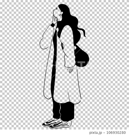おしゃれな若い女性の線画ベクターイラスト 106930280