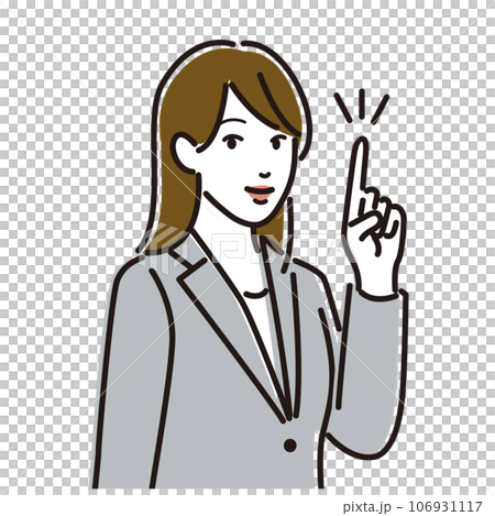 ポイントポーズの女性ビジネスパーソン 106931117