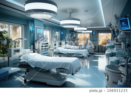 surgical lights in operating room 106931235