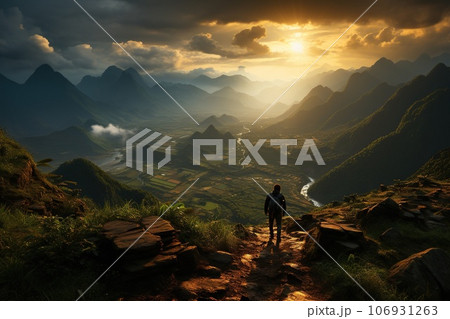 rice fields in mountains 106931263