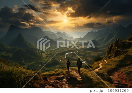 rice fields in mountains 106931269