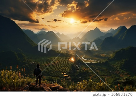 rice fields in mountains 106931270