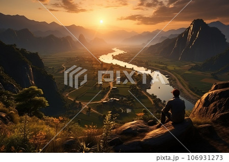 rice fields in mountains 106931273