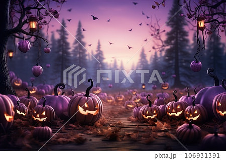 halloween pumpkins on table 106931391