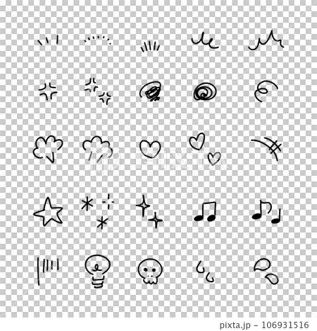 手描きの感情のあしらいの漫符イラスト アイコンセット	 106931516