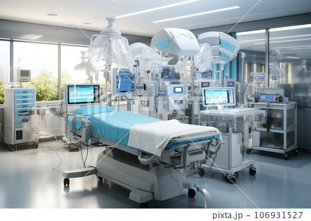 medical devices in modern hospital room medical devices in modern hospital room 106931527