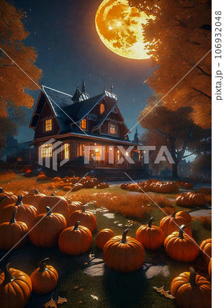 ハロウィンのかぼちゃとお化け屋敷-004 ハロウィンのかぼちゃとお化け屋敷-004 106932048