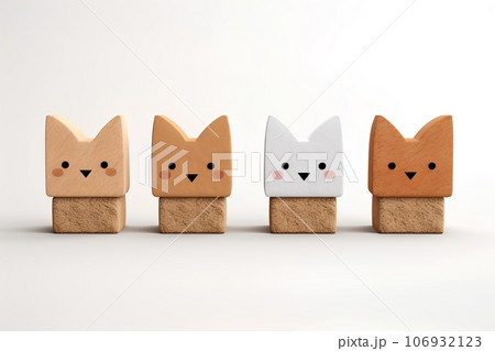 コルクでできた可愛いい動物たちのアイコン（キツネの3Dピクト） 106932123