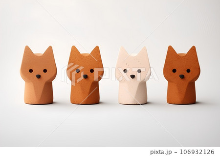 コルクでできた可愛いい動物たちのアイコン（キツネの3Dピクト） 106932126