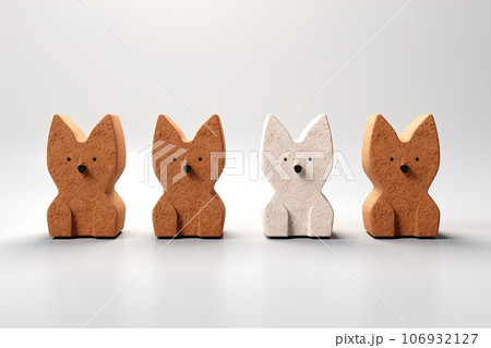 コルクでできた可愛いい動物たちのアイコン（キツネの3Dピクト） 106932127