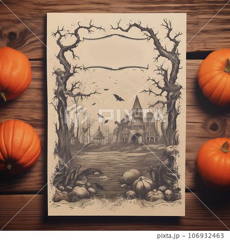 Halloween Old Kraft Paper Mockup Template 106932463