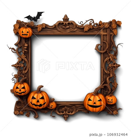 Halloween Scary Frame with Pumpkins Halloween Scary Frame with Pumpkins 106932464