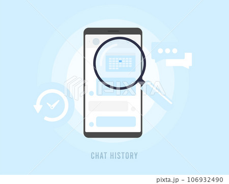 Mobile Chat History concept. How to Find, Restore and Manage History Messages in Mobile Social Media Messenger application. Vector illustration isolated on white background with icons 106932490