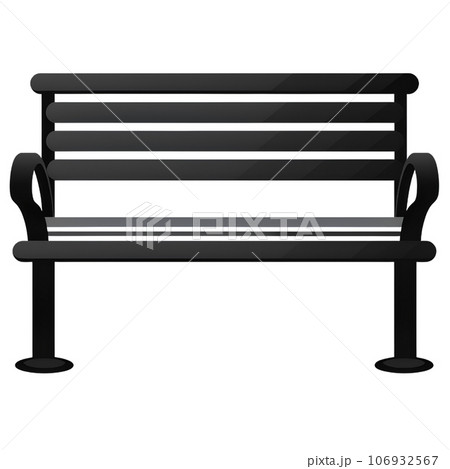 illustration, bench, black, park, art, graphic, design, empty, isolated, outline, garden, outdoor, flat, wood, furniture, white, background, seat, nature, cartoon, wooden, hand, sketch, view, line, re 106932567