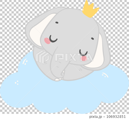 Cute baby elephant, baby shower boy animal cartoon hand drawing 106932851