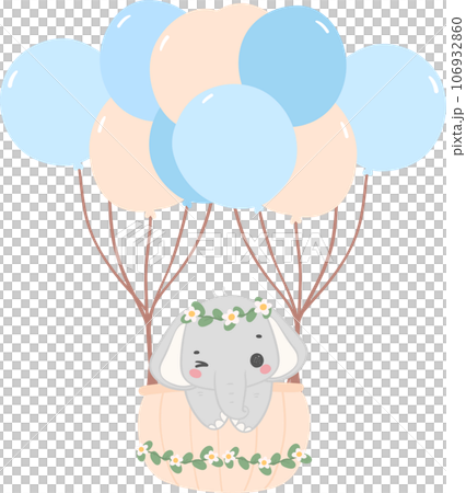 Cute baby elephant, baby shower boy animal cartoon hand drawing 106932860