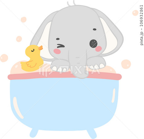 Cute baby elephant, baby shower boy animal cartoon hand drawing 106932861