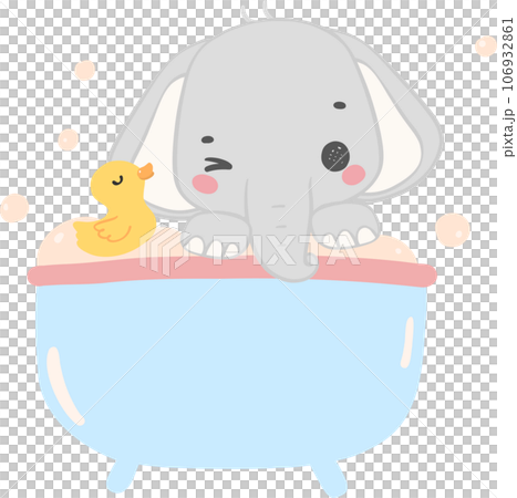 Cute baby elephant, baby shower boy animal cartoon hand drawing 106932861