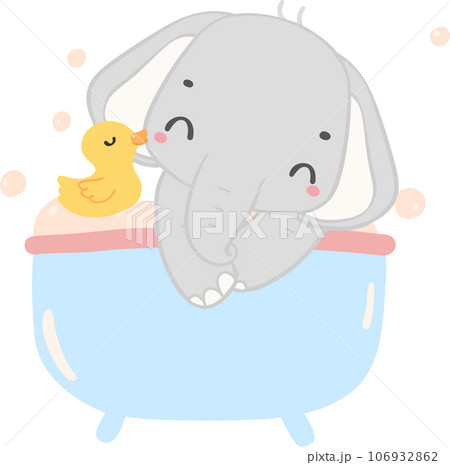 Cute baby elephant, baby shower boy animal cartoon hand drawing 106932862