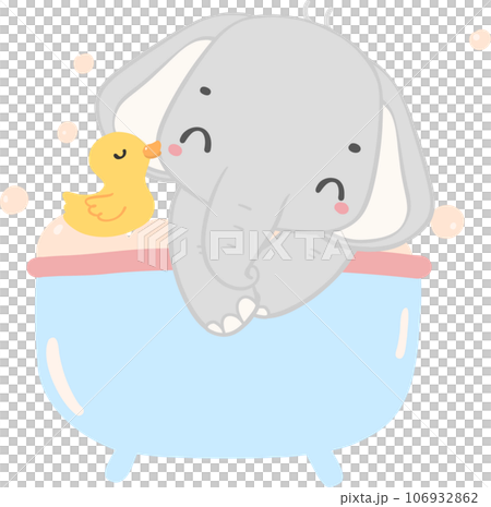 Cute baby elephant, baby shower boy animal cartoon hand drawing 106932862