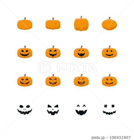 Set of pumpkin for halloween festival colour icons on white background, Vector Illustration 106932907